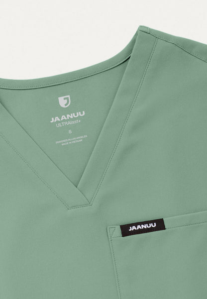 Rhena Slim Essential 1-Pocket Scrub Top - Sage