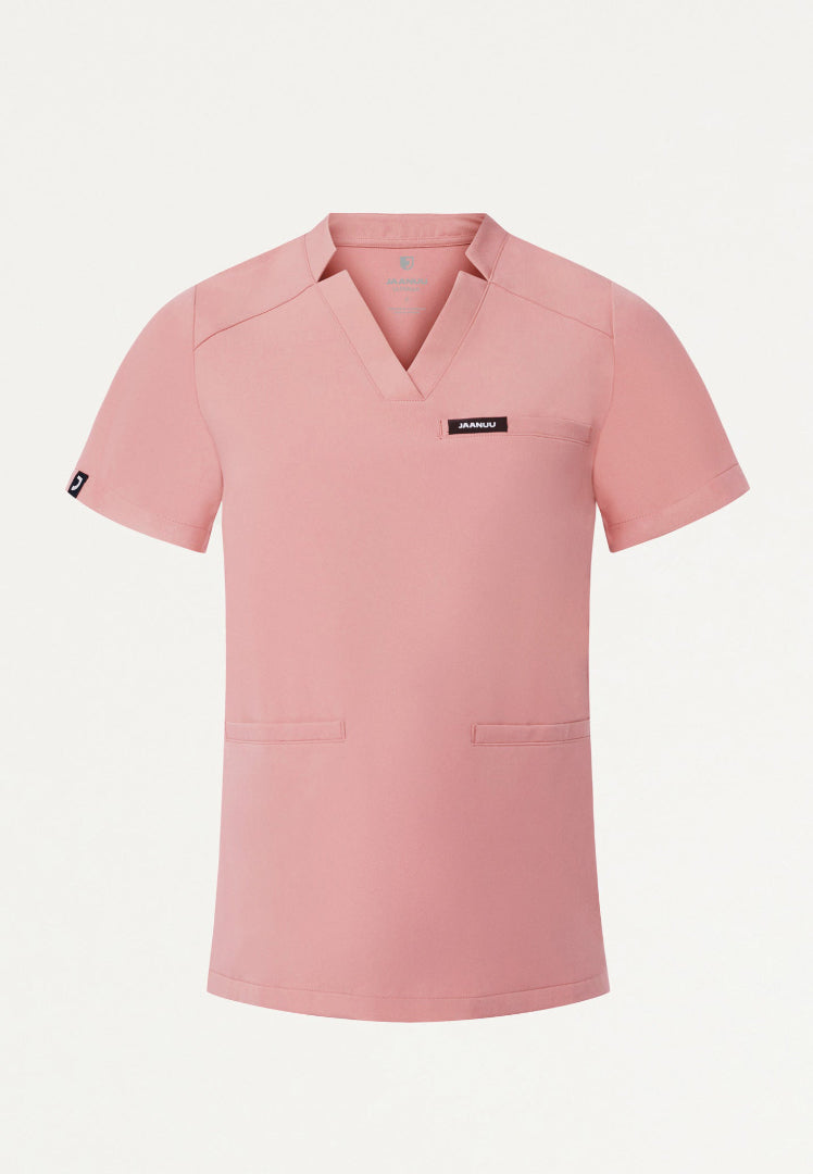 Blusa médica Helia Slim con cuello en V y muescas - Malva