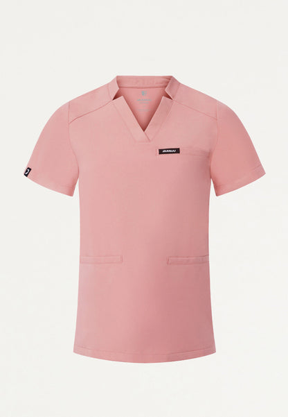 Blusa médica Helia Slim con cuello en V y muescas - Malva