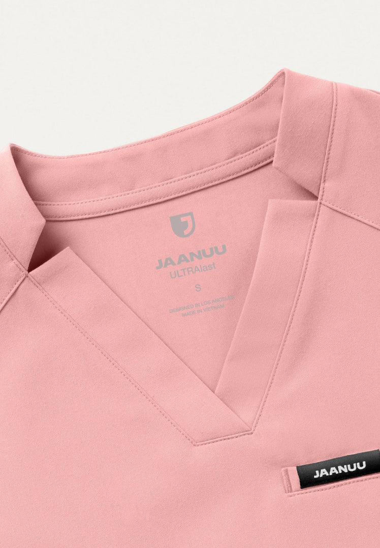 Blusa médica Helia Slim con cuello en V y muescas - Malva