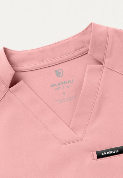 Blusa médica Helia Slim con cuello en V y muescas - Malva