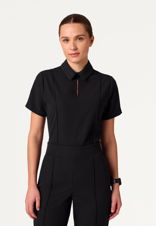 Top médico Carys Slim Modern Polo - Negro