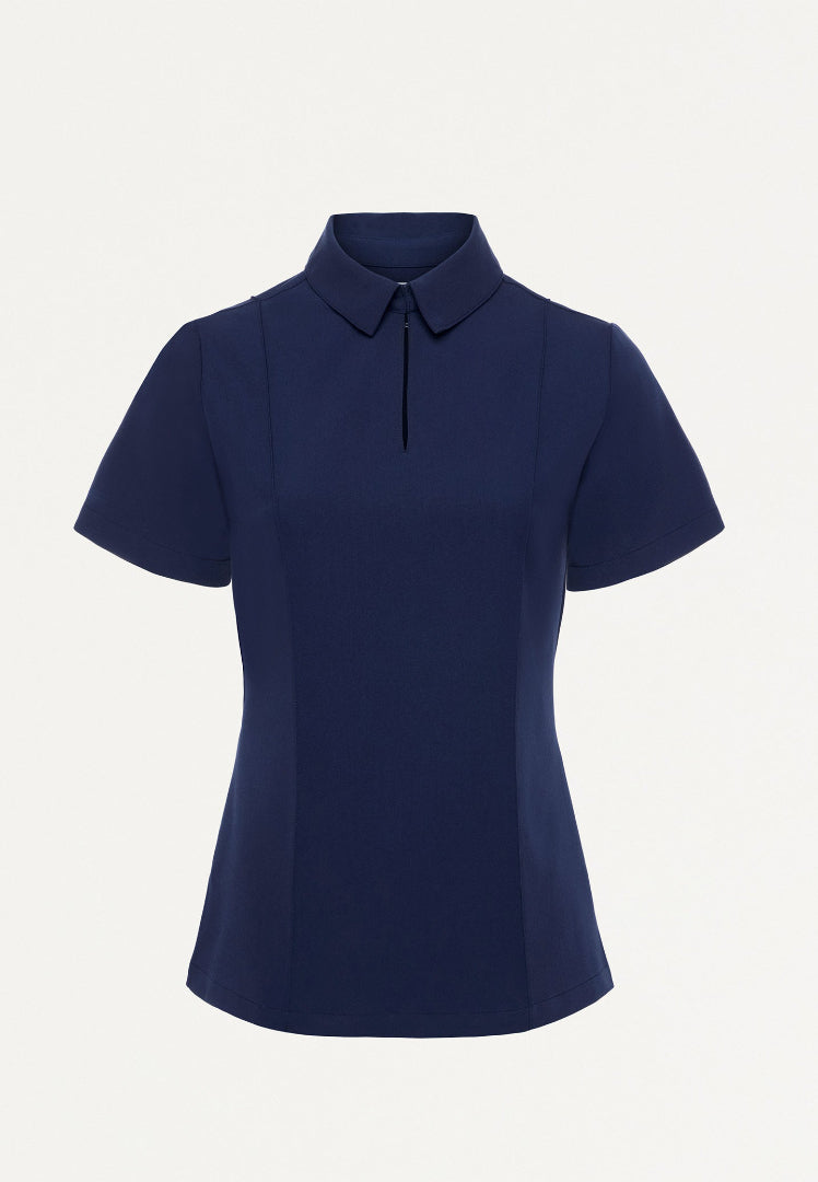 Carys Slim Modern Polo Scrub Top - Midnight Navy