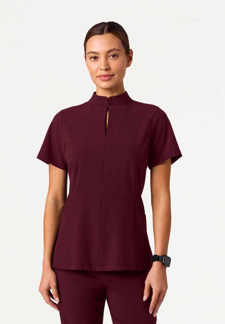 Aria Fit & Flare UltraLITE™ Scrub Top - Burgundy