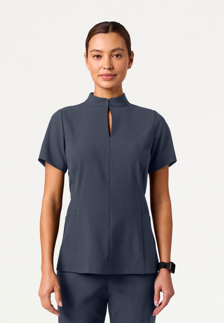 Aria Fit & Flare UltraLITE™ Scrub Top - Carbon Gray