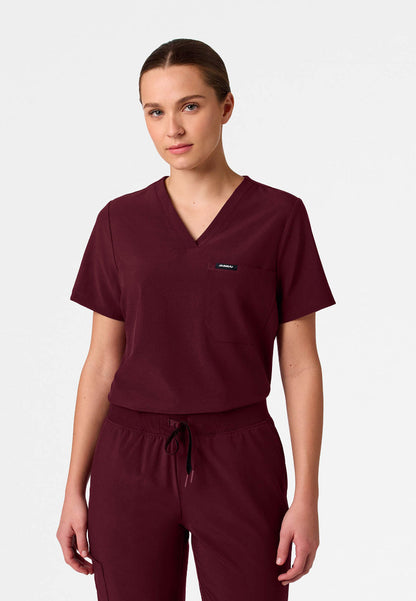 Blusa médica Rhena Slim UltraLITE™ de un bolsillo - Borgoña