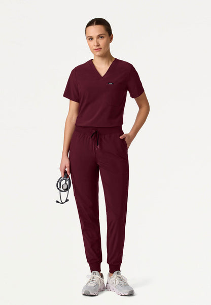 Blusa médica Rhena Slim UltraLITE™ de un bolsillo - Borgoña