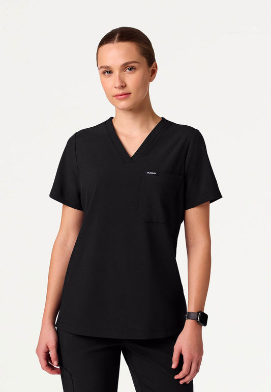 Blusa médica Rhena Slim UltraLITE™ de un bolsillo - Negra