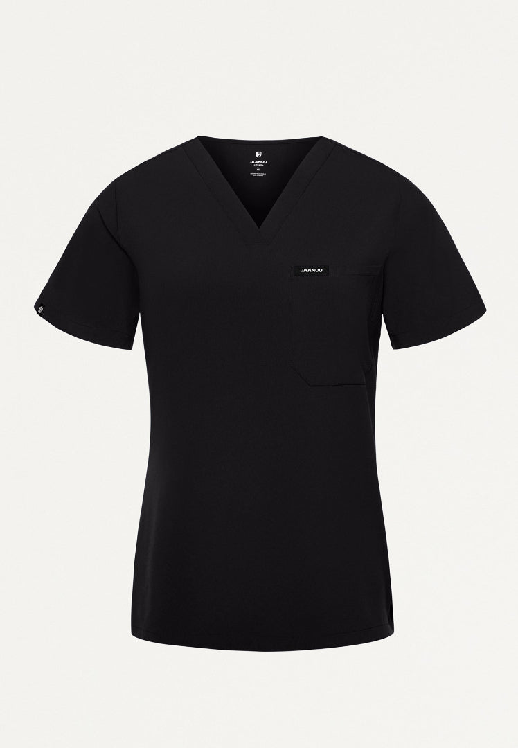 Blusa médica Rhena Slim UltraLITE™ de un bolsillo - Negra