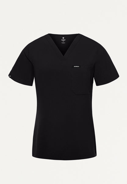 Blusa médica Rhena Slim UltraLITE™ de un bolsillo - Negra