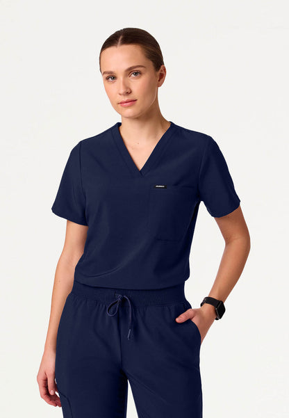 Blusa médica Rhena Slim UltraLITE™ de un bolsillo - Azul marino medianoche