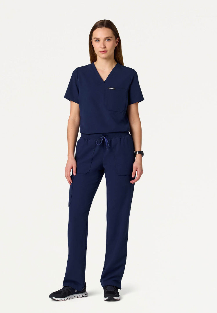 Pantalón médico Xenos Cargo Knit con cintura elástica - Azul marino medianoche