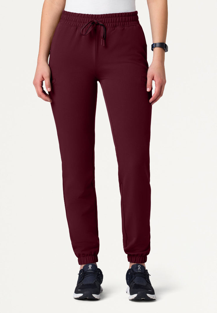 Jace Skinny 7-Pocket Scrub Jogger - Burgundy