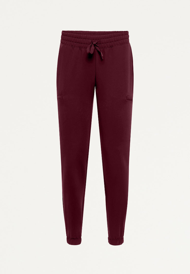 Jace Skinny 7-Pocket Scrub Jogger - Burgundy