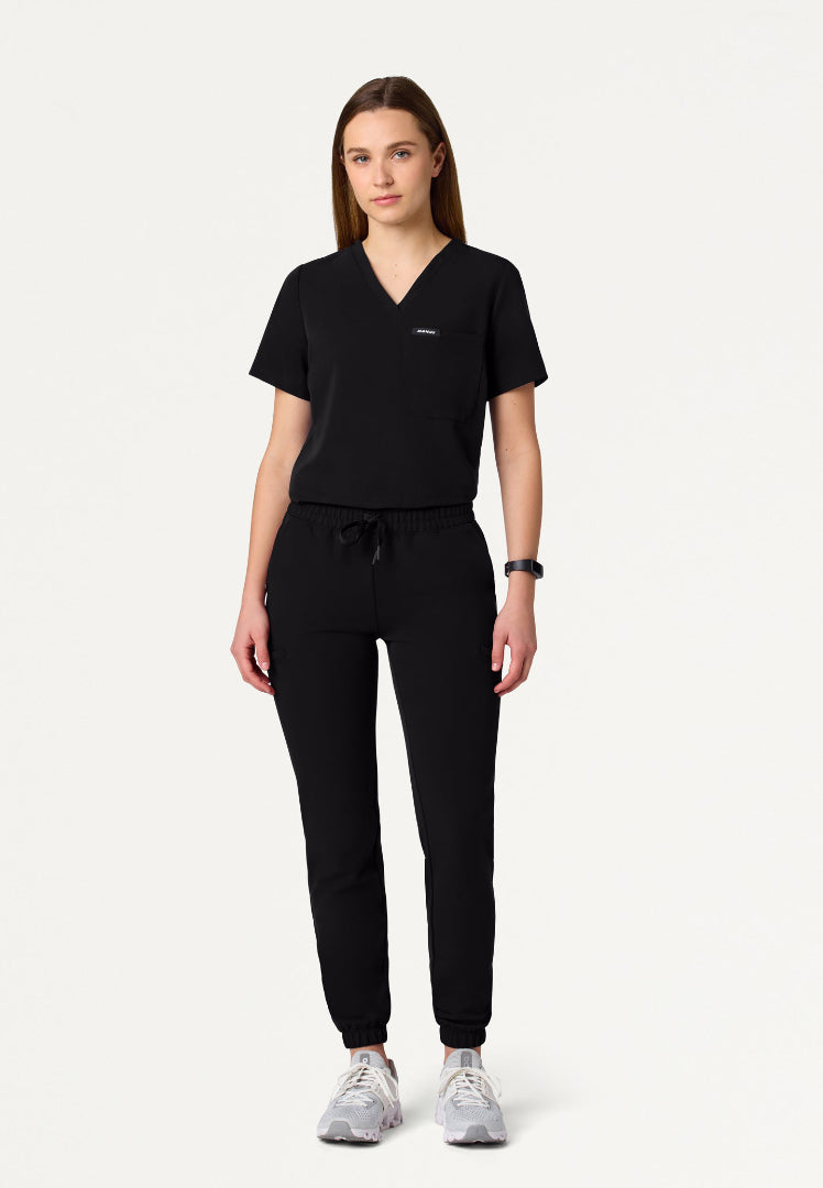Jace Skinny 7-Pocket Scrub Jogger - Black