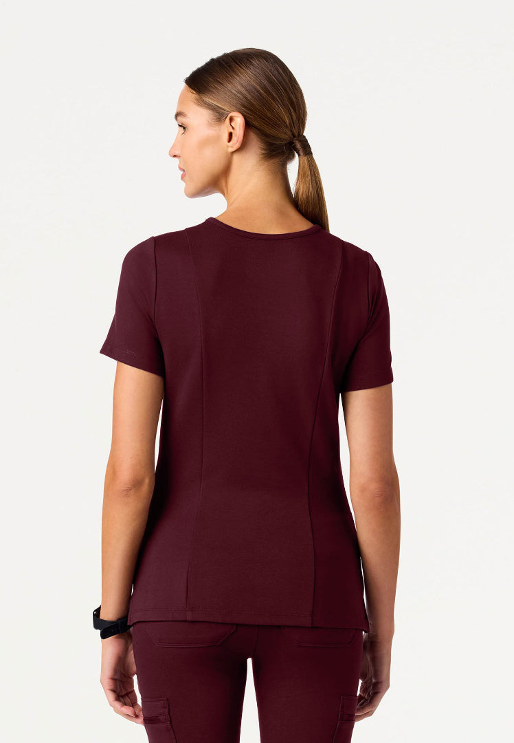 Kass Slim 4-Pocket UltraSOFT Scrub Top - Burgundy
