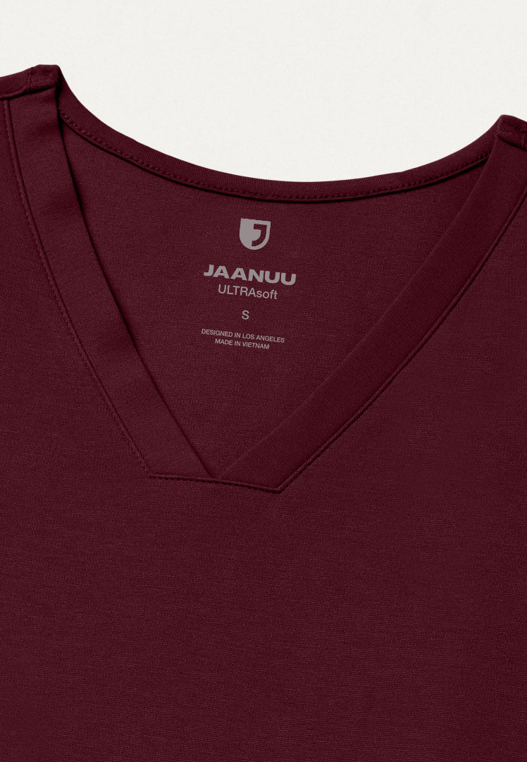 Kass Slim 4-Pocket UltraSOFT Scrub Top - Burgundy