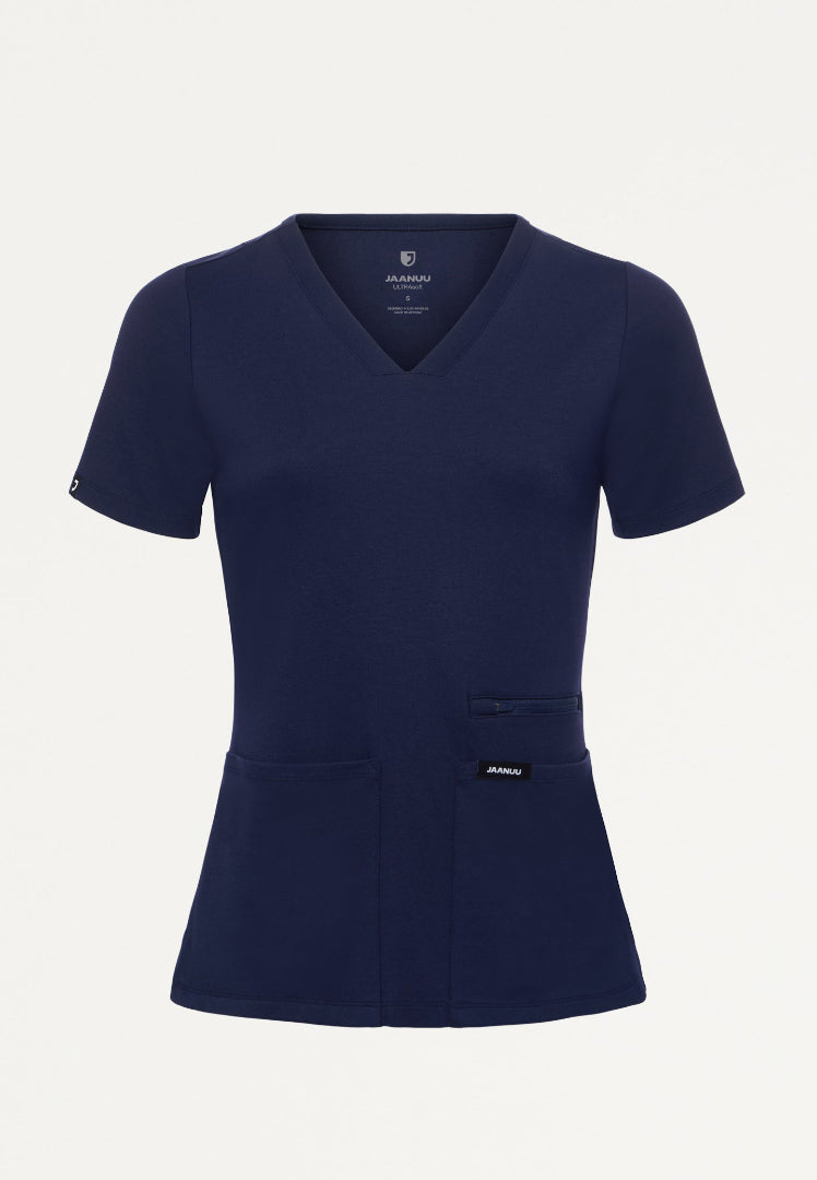Blusa médica Kass Slim UltraSOFT de 4 bolsillos - Azul marino medianoche