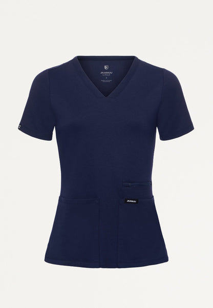 Blusa médica Kass Slim UltraSOFT de 4 bolsillos - Azul marino medianoche