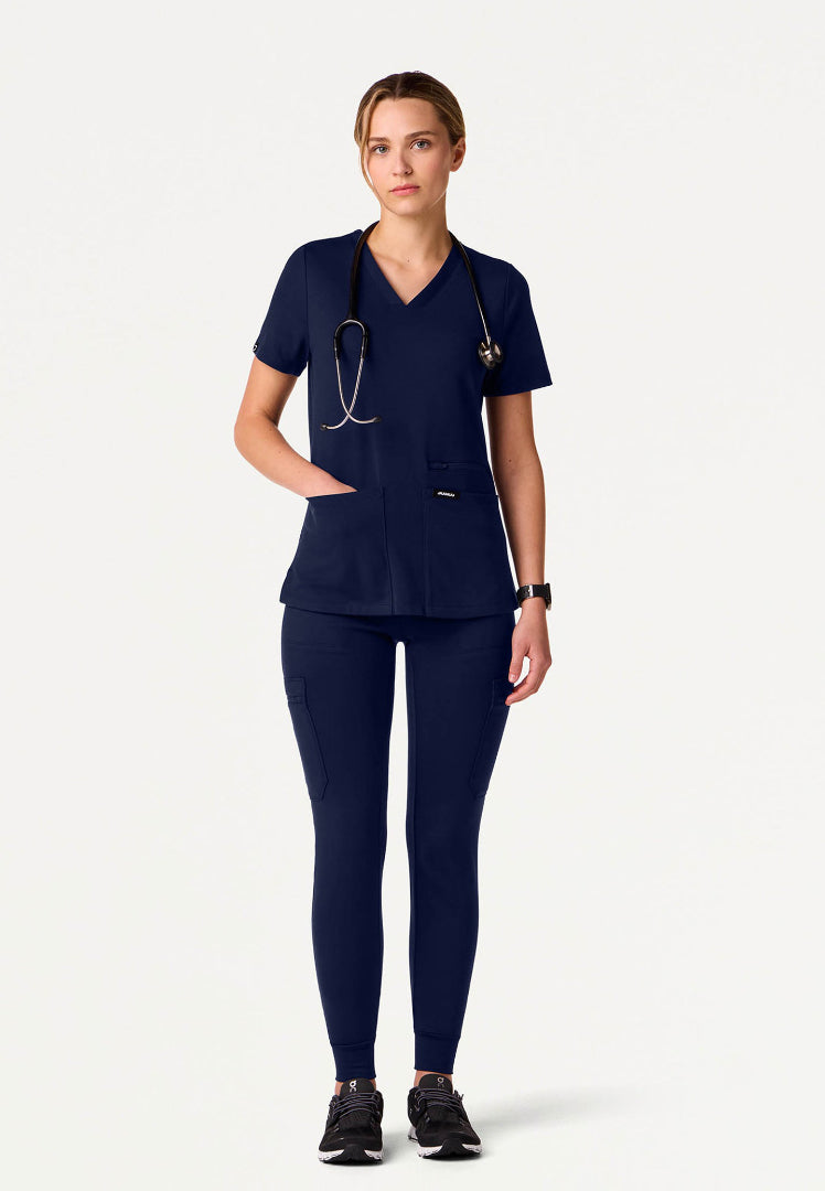 Blusa médica Kass Slim UltraSOFT de 4 bolsillos - Azul marino medianoche