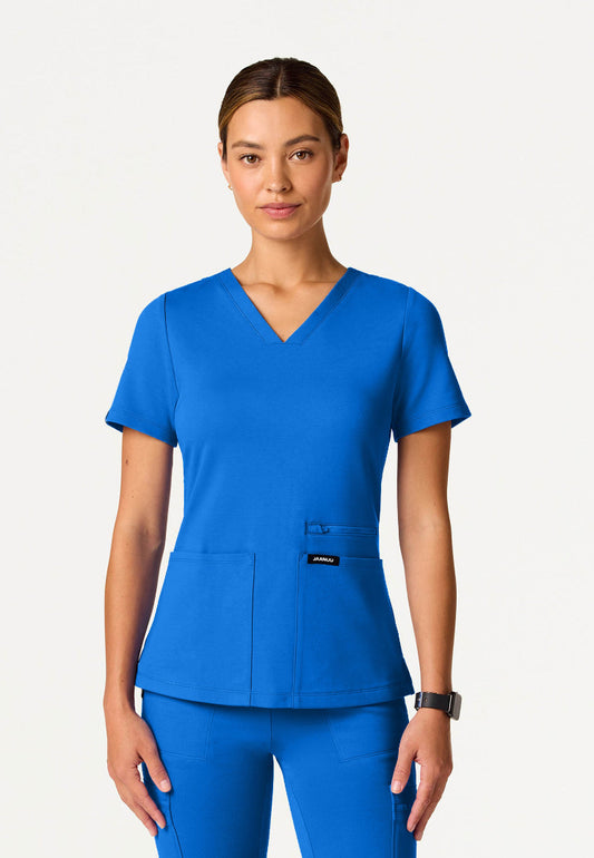 Blusa médica Kass Slim UltraSOFT de 4 bolsillos - Azul rey