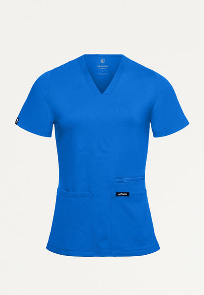 Kass Slim 4-Pocket UltraSOFT Scrub Top - Royal Blue