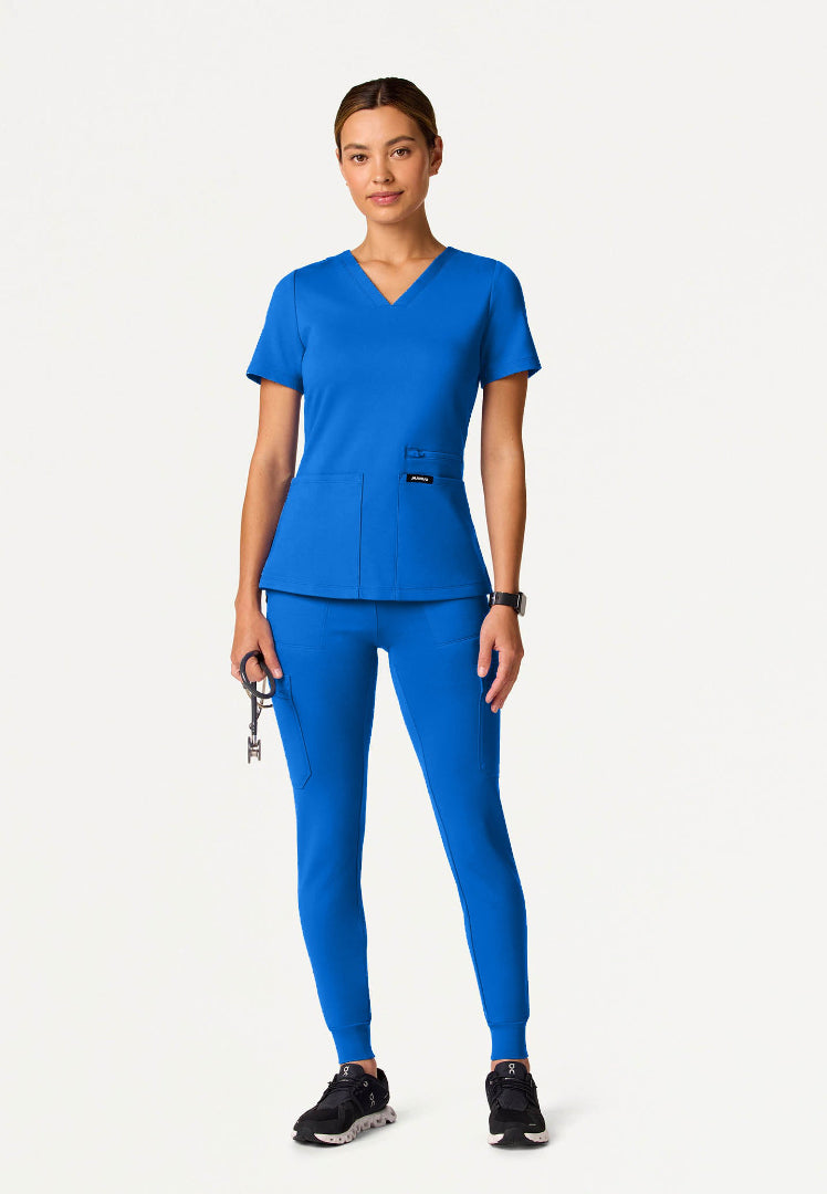Kass Slim 4-Pocket UltraSOFT Scrub Top - Royal Blue