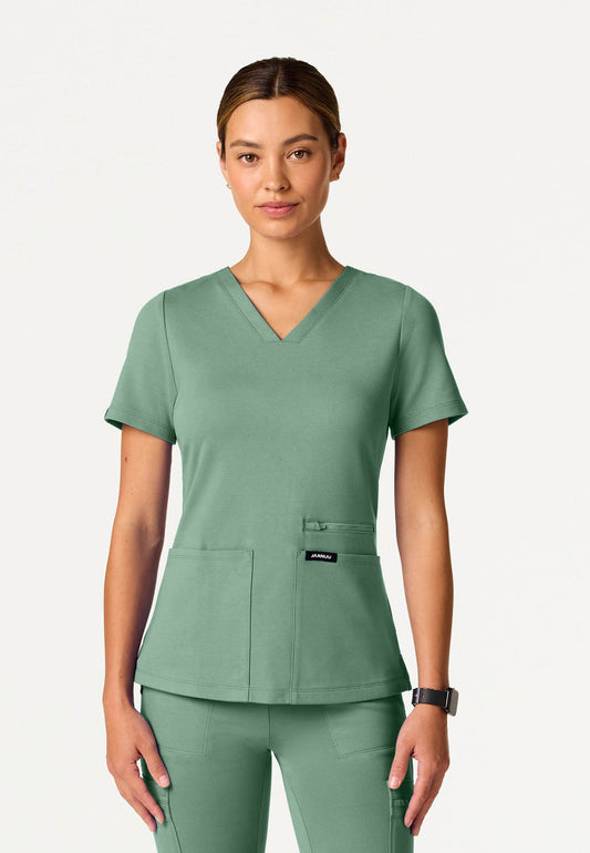 Kass Slim 4-Pocket UltraSOFT Scrub Top - Sage