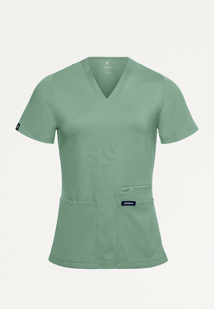 Kass Slim 4-Pocket UltraSOFT Scrub Top - Sage