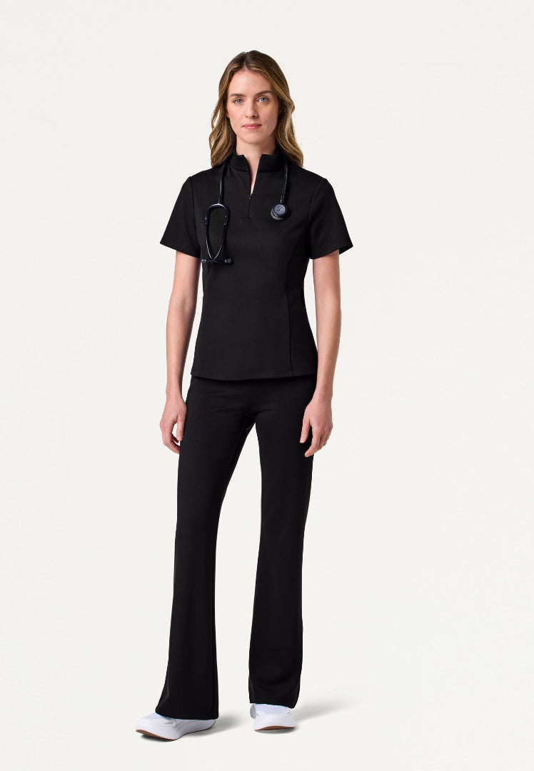 Astra Slim Half-Zip UltraSOFT Scrub Top - Black