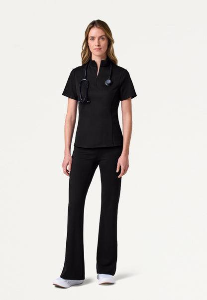 Astra Slim Half-Zip UltraSOFT Scrub Top - Black