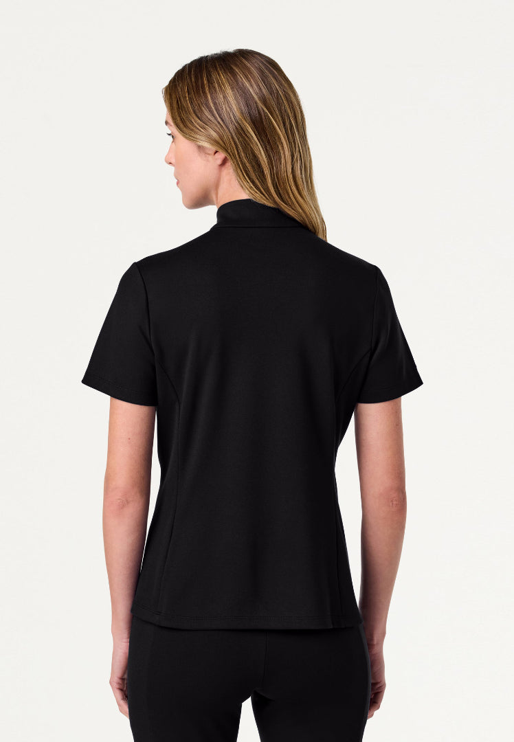 Astra Slim Half-Zip UltraSOFT Scrub Top - Black
