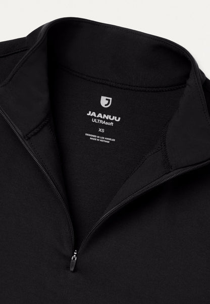 Astra Slim Half-Zip UltraSOFT Scrub Top - Black