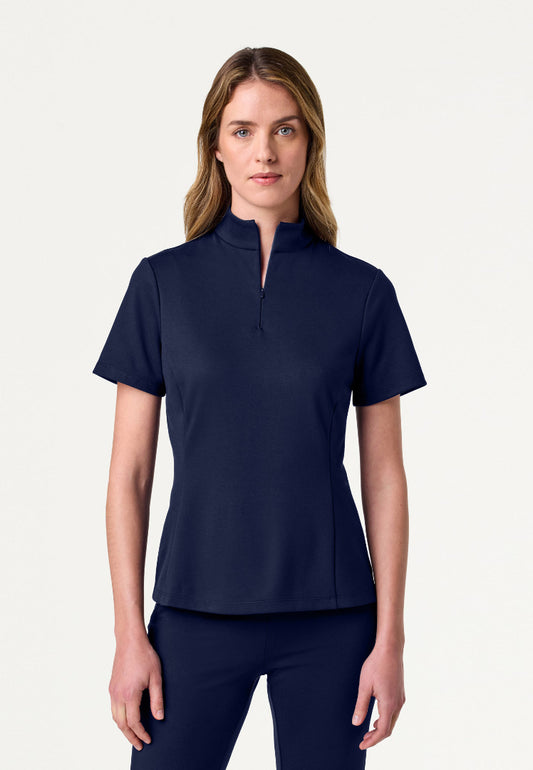 Blusa médica Astra Slim UltraSOFT con media cremallera - Azul marino medianoche