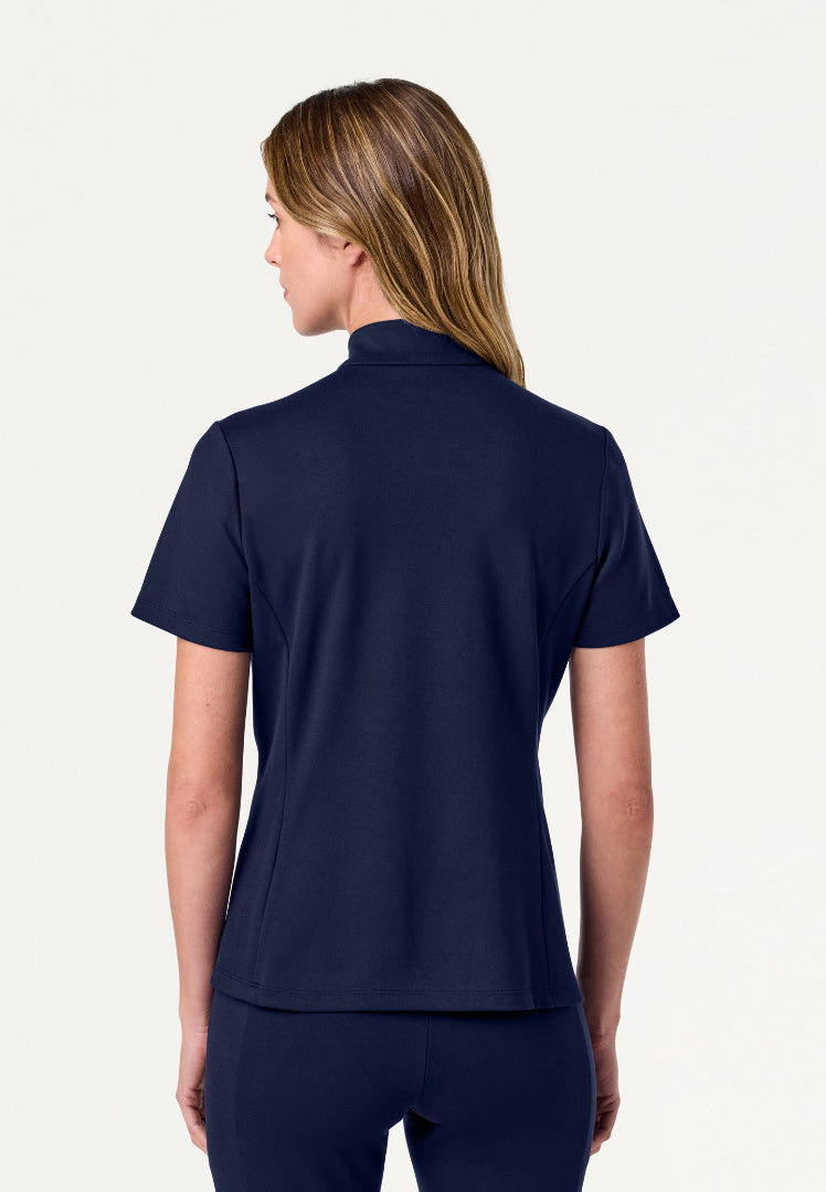 Blusa médica Astra Slim UltraSOFT con media cremallera - Azul marino medianoche