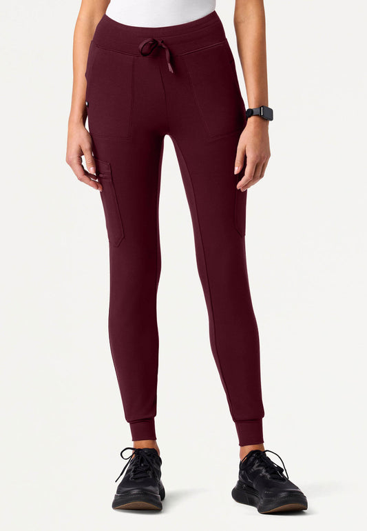 Kait 10-Pocket Skinny UltraSOFT Scrub Jogger - Burgundy
