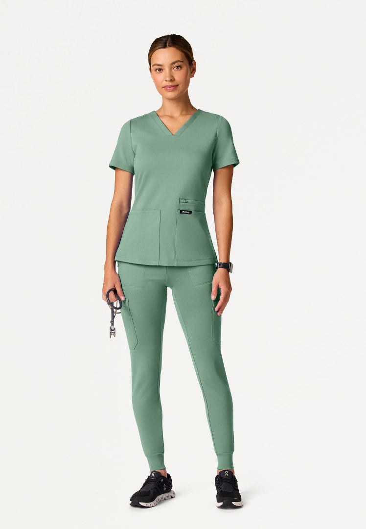 Kass Slim 4-Pocket UltraSOFT Scrub Top - Sage