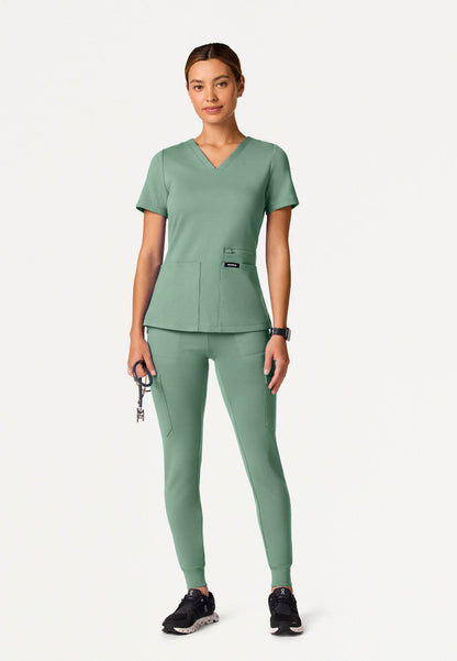 Kass Slim 4-Pocket UltraSOFT Scrub Top - Sage