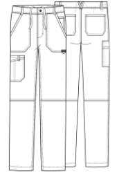 Line Drawing for Cherokee Revolution Men’s Zip Fly Cargo Scrub Pants - Caribbean