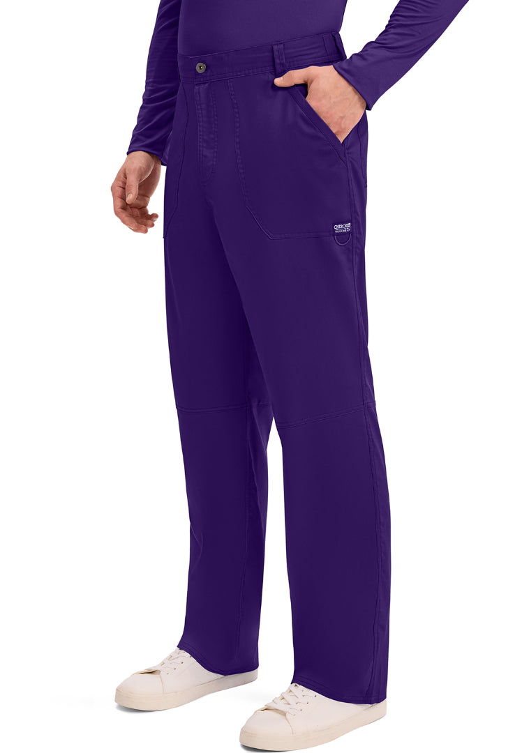 Cherokee Revolution Men’s Zip Fly Cargo Scrub Pants - Grape