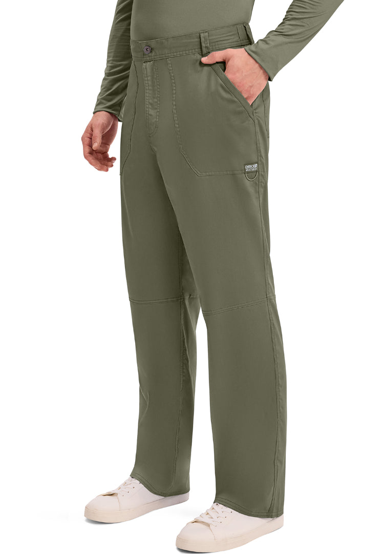 Cherokee Revolution Men’s Zip Fly Cargo Scrub Pants - Olive