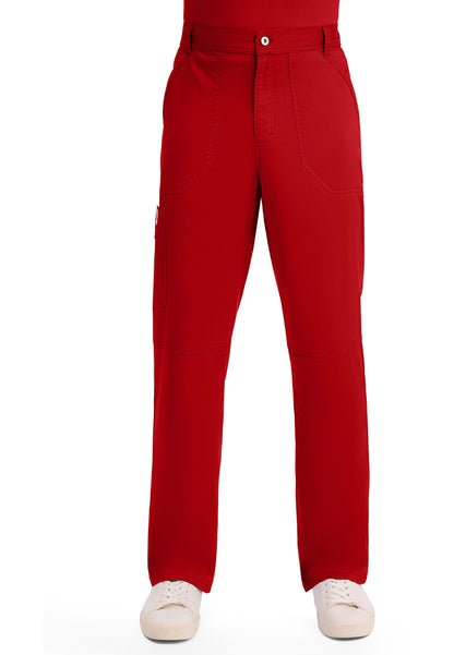 Cherokee Revolution Men’s Zip Fly Cargo Scrub Pants - Red