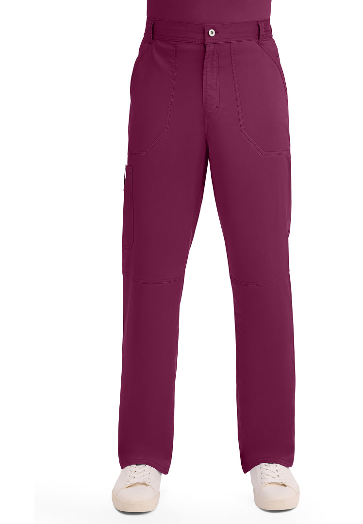 Cherokee Revolution Men’s Zip Fly Cargo Scrub Pants - Wine