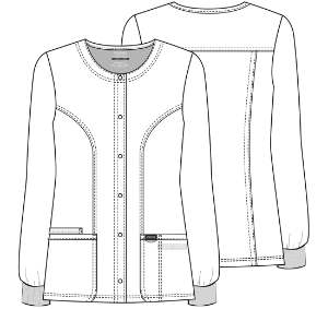 Line Drawing for Cherokee Workwear Revolution Women's Snap Front Jacket - Hunter