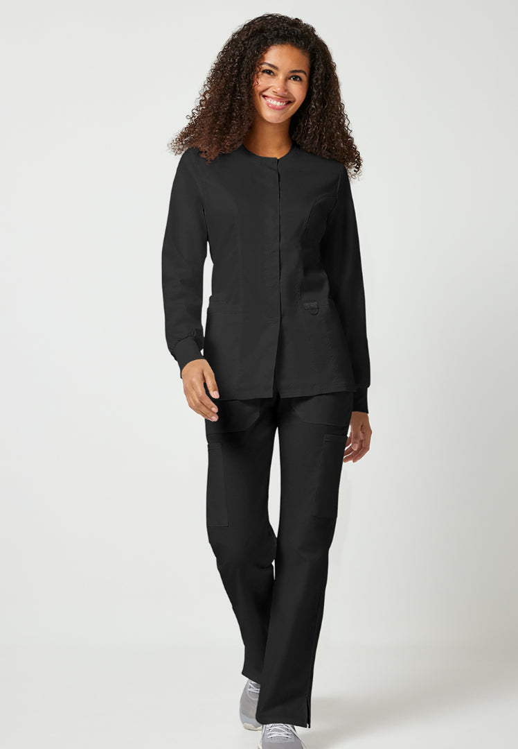Cherokee Workwear Revolution Women's Snap Front Jacket - Black