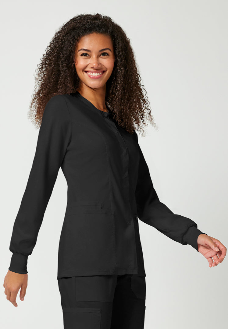 Cherokee Workwear Revolution Women's Snap Front Jacket - Black