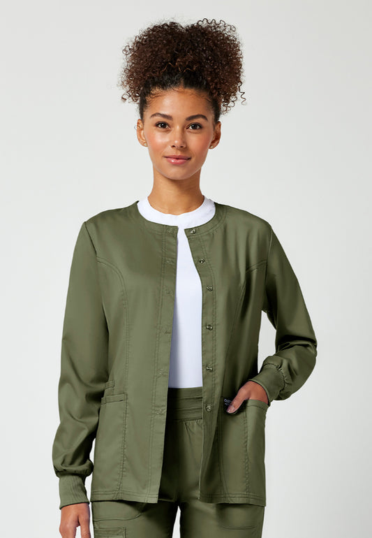 Cherokee Workwear Revolution Women's Snap Front Jacket - Olive