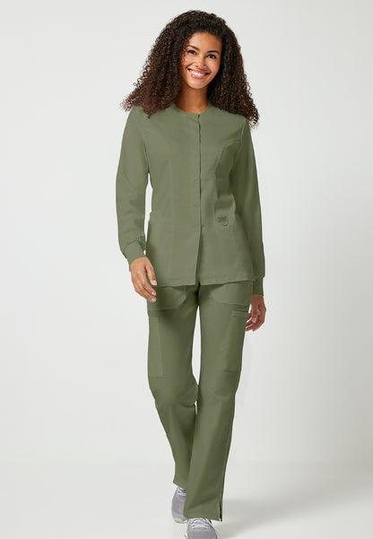 Cherokee Workwear Revolution Women's Snap Front Jacket - Olive