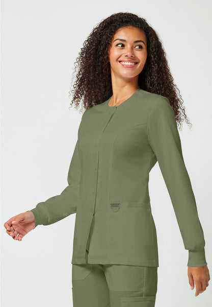 Cherokee Workwear Revolution Women's Snap Front Jacket - Olive