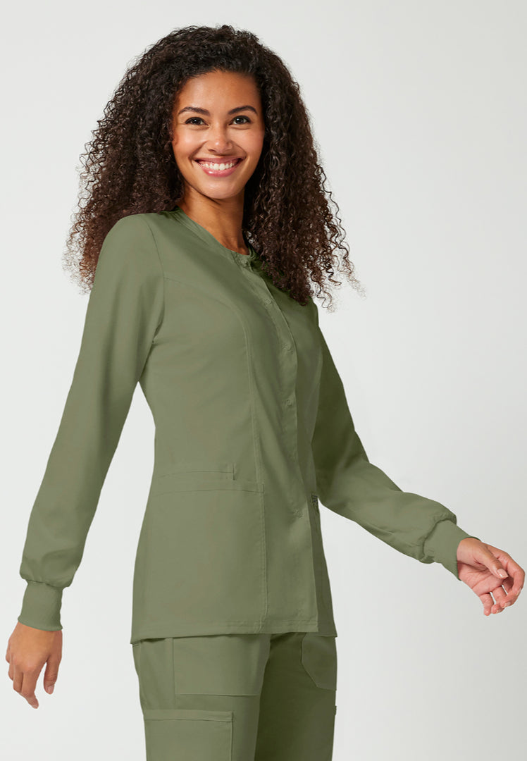 Cherokee Workwear Revolution Women's Snap Front Jacket - Olive